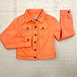 JC Penny Light Orange Denim Jacket Woman’s Small Button Up Like New Condition